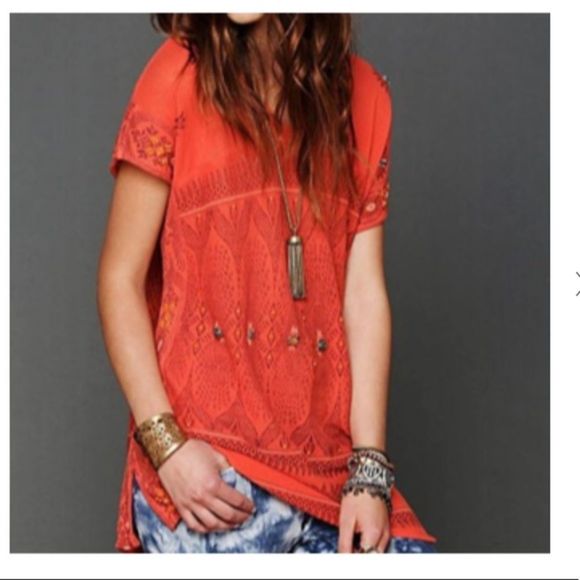 New Romantics FP Size Small Byzantine Dreams Tunic Top Coral Knitted Oversize - Picture 2 of 14